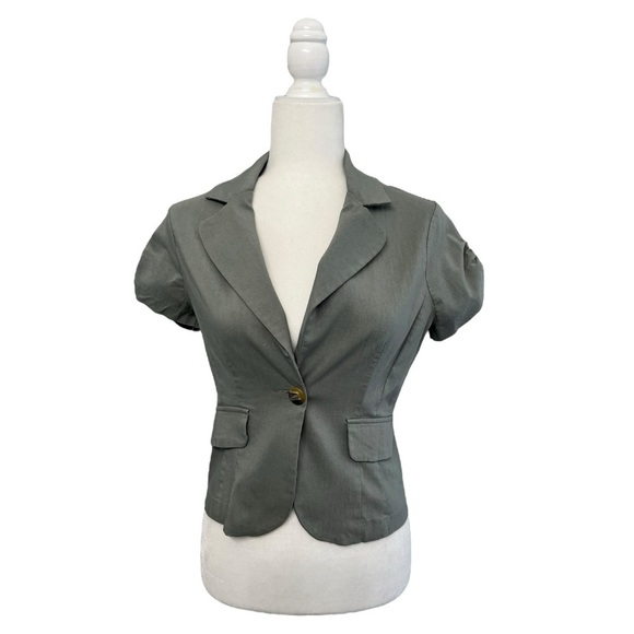 Green Vintage Rampage Single Button Short Sleeve Blazer - Size Medium - Picture 1 of 10